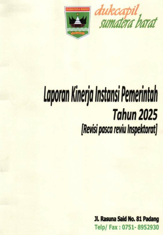 LKjIP 2025 DINAS KEPENDUDUKAN DAN PENCATATAN SIPIL PROVINSI SUMATERA BARAT