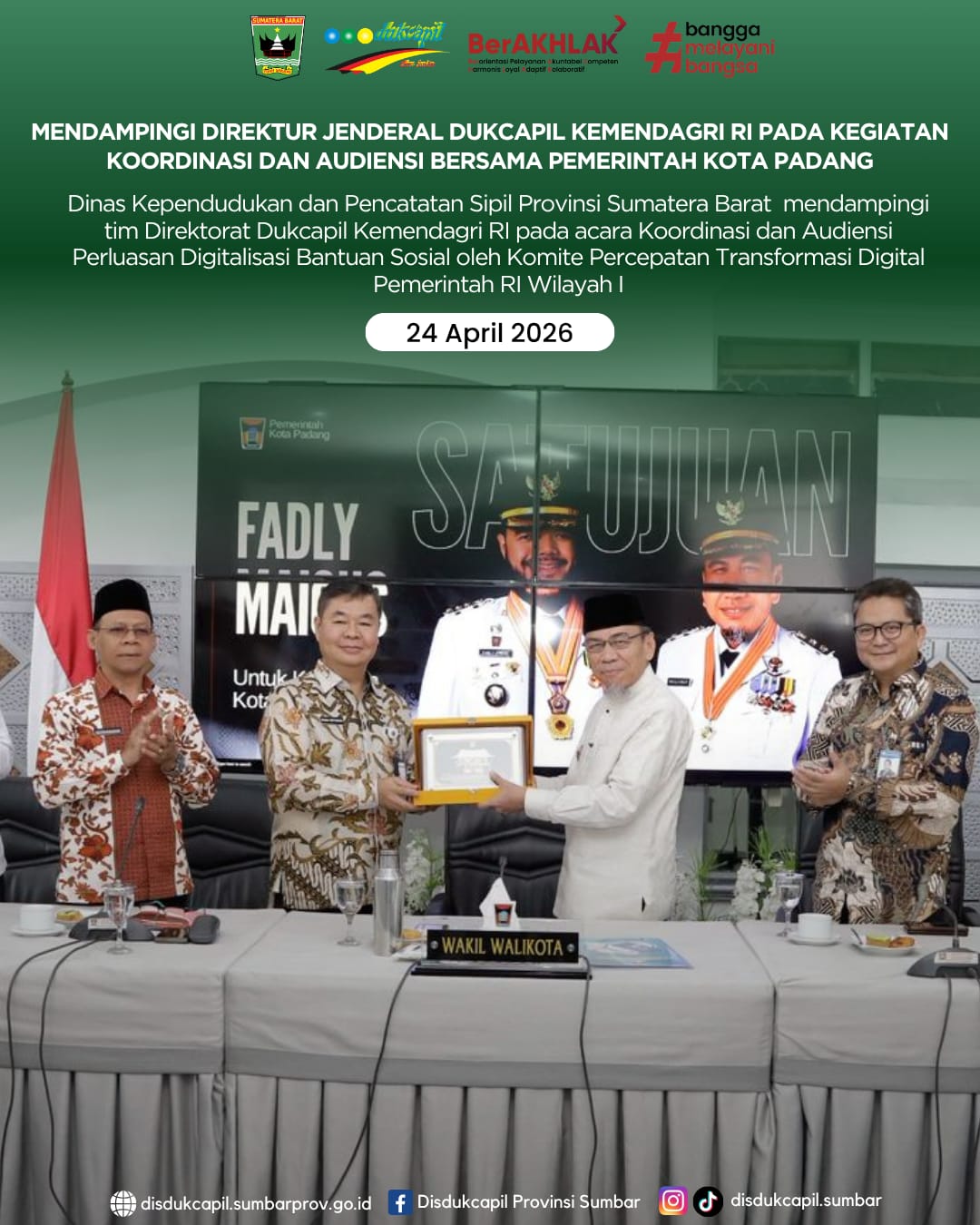 Dukcapil Sumbar Dampingi Ditjen Dukcapil pada Koordinasi Perluasan Digitalisasi Bansos